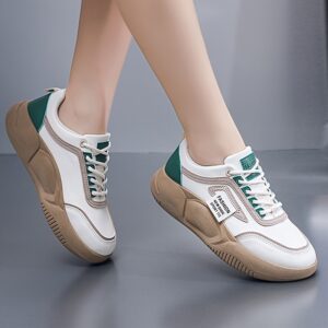 White Comfort Soft Sole Platform Women's Colorblock Casual Sneakers
