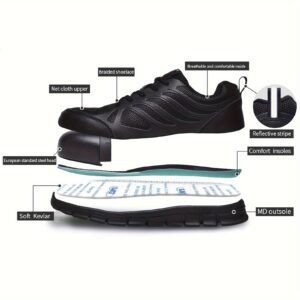 safety shoes women's work shoes light steel head sports anti - Temu - Color : Black - Size : US 9