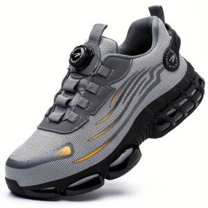 mens breathable safety work shoes durable industrial casual sneakers with reflective stripes steel toe protection cushioned   resistant sole for     shoes sneakers reinforced stitching outdoor footwear sporty design protective footwear active professionals