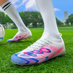 Unisex Adult Soccer Training Shoes Lightweight Breathable Anti-Slip Cleats with PU Upper