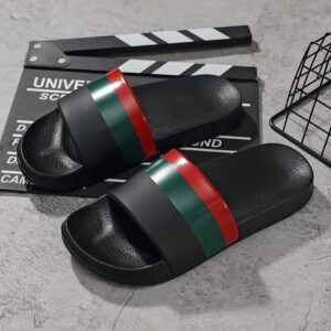 All-Season Black & White with Green Accent Sandals