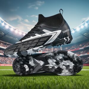Men'S Lightweight Soccer Cleats Black & White Design with "SIX" Branding