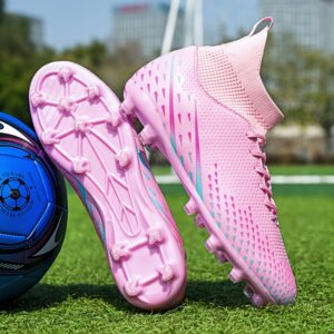 Men'S High-Top Outdoor Football Cleats - Lightweight Breathable Soccer Shoes with AG Traction Studs