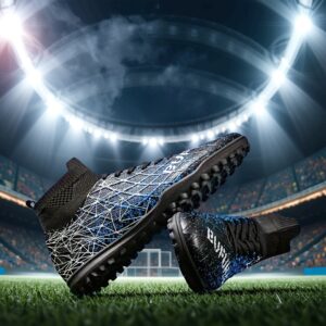 Men's Professional Football Boots with Blue and Black Geometric Pattern
