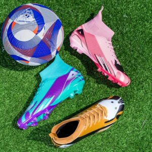Men's Pink Soccer Cleats Lightweight, Lace-Up